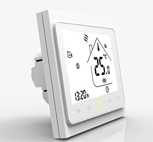 Smart WiFi Termostato Regulador de temperatura del agua eléctrico Calefacción por suelo radiante Gas Caldera Compatible con Alexa Home Google (BHT-002-GCLW(Wifi), White)