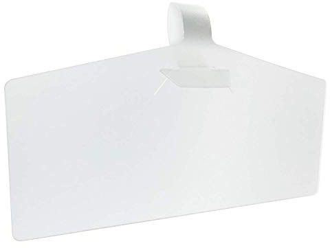 Gluposti 50 Plastic Wire Shelf Label Holder, Reusable Clip-on Adhesive Wire Rack Label Holder for Pantry Organization & Retail Display, 3.375 W x 1.25 H, Clear