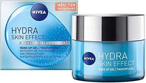 NIVEA Hydra Skin Effect Wake-up Gel (50 ml), Tagespflege für aufgepolsterte & glatte Haut, erfrischende Tagescreme mit purem Hyaluron [HA] für 72h Feuchtigkeit