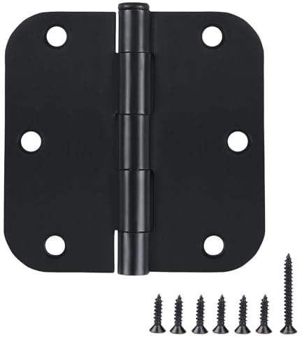 KIW Residential Matte Black Door Hinges 3.5 X 3 1/2 Inch 5/8 Radius