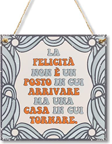 CARISPIBET La felicità | segni decorativi decorazioni per la casa segnali di benvenuto segni di ispirazione per la decorazione della casa 20 x 20 cm