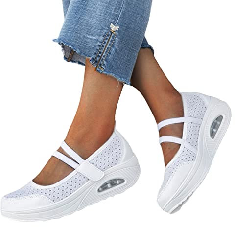 Sunnyuk Turnschuhe Damen Schwarz Versteckte Keilabsatz Sportlich Schuhe Sneaker Frauen Leichte Sportschuhe Klett Sneaker Freizeitschuhe Hallenschuhe Damenschuhe für Schule Walking Fitness Gym Sport