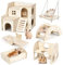 Hamster Spielzeug, 6 Stück Holz Hamsterhaus Spielzeug für Hamster aus Holz Hamster Kauspielzeug Spielzeug Hamster Versteck Haus Trainingspielzeug für Chinchilla, Meerschweinchen, Rennmaus, Kaninchen