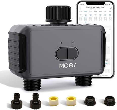 MOES Bewässerungscomputer BLE 2 unabhängige Ausgänge,Smarte Automatische Bewässerung für Garten und Balkon mit App/Sprachsteuerung