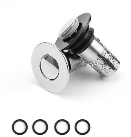 KLEHOPE Pop Up Ablaufventil 2 Stück Abflussstopfen Waschbecken, Stopfen Waschbecken, Stärkere Abdichtung, Filterdichtung, für Badabflüsse mit Einer öffnung von 33–40 mm und Einer Tiefe von 75 mm