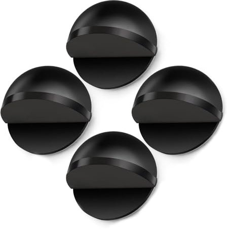 4Pcs Adhesive Door Stop, Stainless Steel Self-Adhesive Floor Door Stoppers, Black Door Stop, Door Stops for Home & Office Use,with Adhesive Pads No Need to Drillc, Black