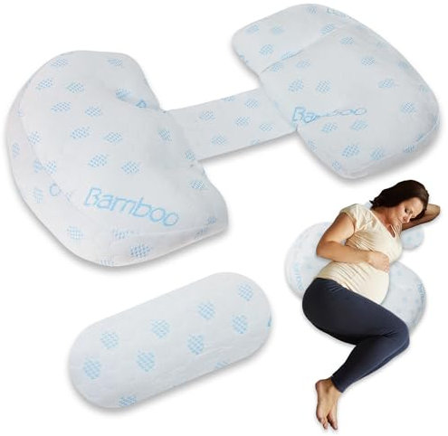Tarleys Cojin Embarazada - Almohada Embarazada con Soporte para la Espalda - Caderas - Piernas y Vientre - Almohada para Dormir de Lado - Cojin Lactancia Multifuncional - Desmontable y Ajustable.