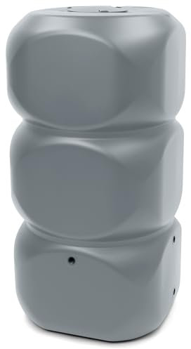 YourCasa Acqua piovana da 320 litri [Aquablock] con attacco per tubo di scarico e rubinetto e coperchio, a forma quadrata, per acqua piovana, per giardino (grigio)