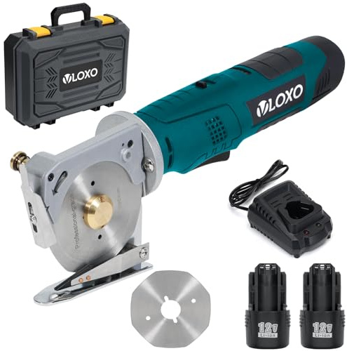 VLOXO Forbici elettriche senza fili Taglierina rotativa industriale 90 mm Diametro lama 33 mm Spessore massimo di taglio Potente taglierina rotante per tessuto, moquette, pelle, feltro con lama di