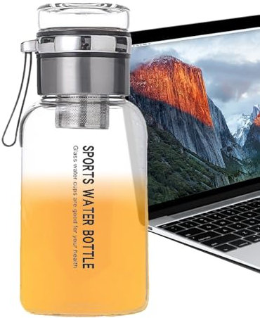 Gvblkq Bouteille en verre transparent de grande capacité avec passoire à thé, anti-fuite, réutilisable, idéale pour le travail, la gym, l'école, les voyages, design robuste et élégant