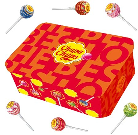 Chupa Chups Best Of Candy Collection Box – 48 sucettes - sucettes en différentes saveurs de Chupa Chups - boîte cadeau avec sucette - cadeau bonbon | 620g 🍭