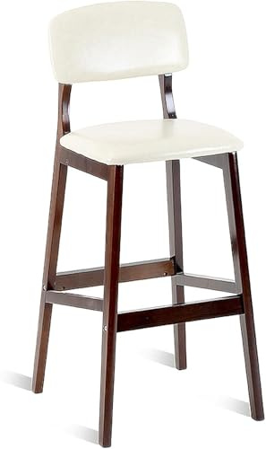 ZBZFGE Battero a Bassa sgabelli Altezza banco Pelle PU con Schiena e poggiapiedi, sedie da Bar per la Colazione dell'isola cucine, Telaio in Legno, libbre (, 61 cm)