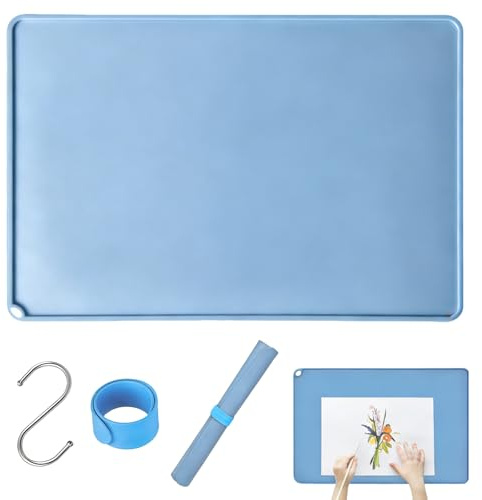 HAOQIAGA Silikon Malunterlage für Kinder 60x40 cm, Wiederverwendbare Bastelunterlage, rutschfeste Bastelunterlage Kinder für Kunsthandwerk,Malen,Harz,handgefertigter Schmuck,Mehrzweck-Tischmatte