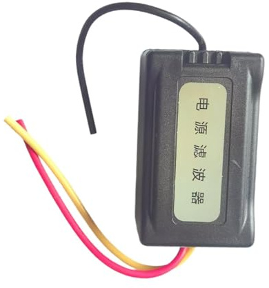 drburpily Filtre antiparasite 12 V CC pour autoradio : réduction efficace du bruit, format compact, pré-câblé, avec isolateur de boucle de masse et connecteur.