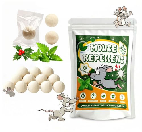 12 Pack Peppermint Scent Rodent Deterrent Balls, Aroma Repellent