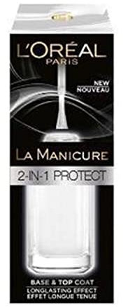 L'Oréal Paris Make-Up Designer L'Or Maq Crlamanucure 2-In1 Protect Nu Top Coat Per Unghie Trasparente - 40 Gr