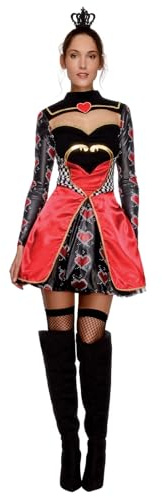 Smiffys Fever Queen Of Hearts Costume, Black Halloween