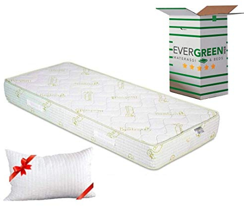 Evergreenweb Ortopedisk kallskumsmadrass, 90 x 190 cm, 20 hög, överdrag av bambufiber, andas, allergivänlig + 1 kudde med minnesskum av flingor gratis med massageeffekt | Modebambu