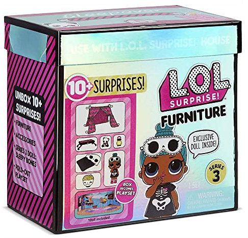 LOL Surprise Poupées collectionnables pour filles - Avec 10 surprises et accessoires - Sleepy Bones - Mobilier Series 3