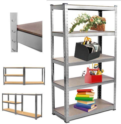 Lagerregale Schwerlastregale 5 Regal Lagerregal verstellbare Ablagen Kellerregale Steckregale für Garage Shed Kitchen Office Warehouse 170 x 75 x 30 cm, Werkstattregal Schwerlastregal 875kg,Verzinkt