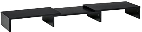 Vinsetto Soporte Elevador para Monitores de Madera Ajustable en Longitud y Ángulo para 2 Pantallas de Ordenador Portátil 80-117x23,5x10 cm Negro