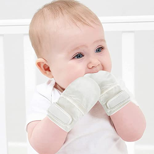 Cotton Baby Scratch Mitts for 3-6 Month Newborn Girls Boys Anti Scratch Mitten with Adjustable Wrist Hook