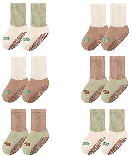 FedMois Pack de 6 Calcetines Térmicos Invierno de Algodón Antideslizantes para Bebé Niño Niña
