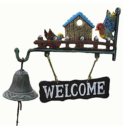 Door Bell, Decoration Bell with Bracket, Vintage Door Bell,Manual Doorbell， Chime welcome Entry Door Bell Antique Doorbell for Decoration Wall Mounted Dinner Bell Vintage Home Garden Decoration Welcom
