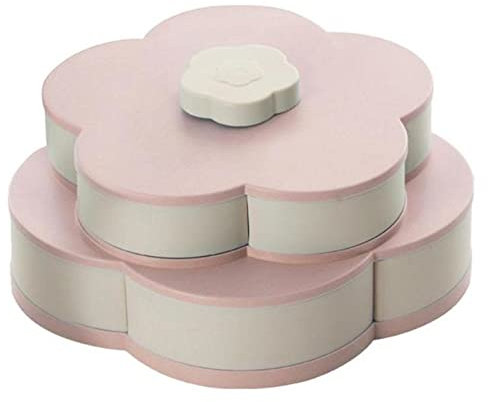 Plat De Fruits Fleur créative pétale Plaque de fruits de fruits Candy Boîte de rangement Noix Barrette de collation Rotation Fleurs Food Cadeau for conteneur de mariage de fête Plat De Fruit Sec ( Siz