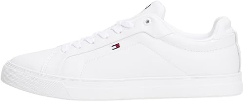 Tommy Hilfiger Uomo Sneakers Court Icon Flag Essential in Pelle, Bianco (White), 46