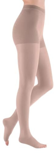 medi mediven elegance | Atmungsaktive Kompressionsstrümpfe Strumpfhose | Mit Komfortsohle | Größe: V | KKL 1 | Farbe: Cashmere | Normal | Offene Spitze | Ohne Haftband