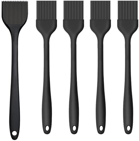 5 Pezzi Pennello da Cucina,Resistenti al Calore Pennello Silicone Cucina [Grande+Piccolo] Pennello Cucina Silicone per Barbecue Adatto,Pennello Cucina Olio di Silicone Pennello per Cucinare,Torte