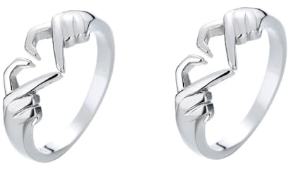 LIFKOME 2pièces Bague Platine Anneau Décoratif Régable Et Amitié Bijoux Pour Mariage Et