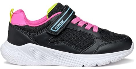 Geox J SPRINTYE Girl Sneaker, Black/Fluo Fucsia, 33 EU, Nero Fluo Fucsia, 33 EU