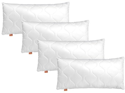 sleepling 4er Set Kopfkissen 40x80 cm, Allergiker Kissen, waschbar, Made in EU, Oeko-TEX, langes Schlafkissen 40 x 80, Bettkissen, Pillow, 4 Stück, Basic 100