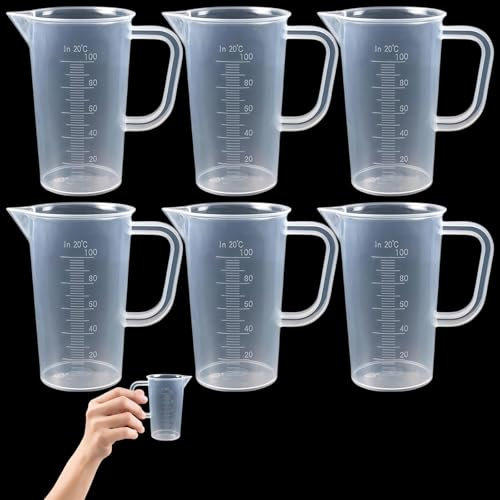 6 misurini da 100 ml, di precisione, piccoli, con set di scala, piccoli, adatti per cottura e applicazioni di laboratorio (trasparente)
