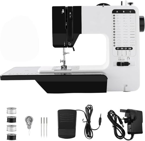 LetCart Sewing Machine, 38-Stitch Double Needle Sewing Machine Compact Lightweight Electric Sewing Kit with Foot Pedal, Electric Manual Drive Speed Control for Beginner Home DIY, Fabric Repair