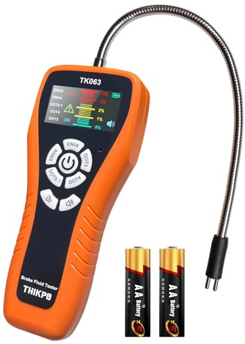 THIKPO Tester per Liquido Freni con Schermo LCD a Colori – Tester Digitale Alta Precisione per DOT3, DOT4, DOT5.1, ENV6, ENV4 – Sonda Universale, Allarme Sonoro, Accuratezza 0,2%