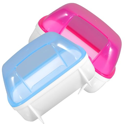 HANABASS Bain De Sable pour Hamster Et Chinchilla, Lot De 2 Bacs en Plastique Semi-Transparent, Grosse Taille 12,5 x 9 x 9 Cm, Usage Maison Et Voyage, pour Petits Animaux De Compagnie