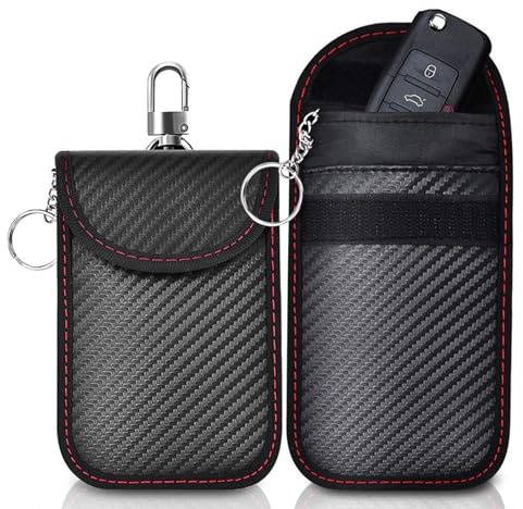 2 Pcs Pouch for Car Keys, Anti Theft Car Key Signal Blocker Pouch, RFID Blocking Cars Key Protection Bag, Keys Fob Protection Pouch with Metal Clip & Sturdy Close