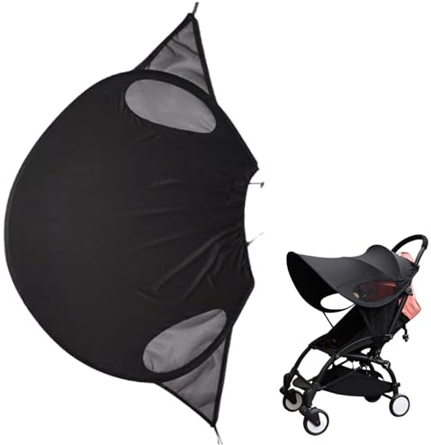 Barnvagnsskydd, 80 x 66 cm vattentätt solskyddsskydd för barnvagnar, UV-resistent multianvändning solskydd för barnvagnar, bilstolar, svart