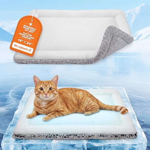 Dog Cooling Mat, Self Warming Cat Bed, Reversible Warm & Cooling Cat Bed, Winter Warm Cat Pad & Summer Cooling Cat Mat for Kittens & Small Dogs, Perfect for Crates, Beds & Sofas, Gray, 18 x 24