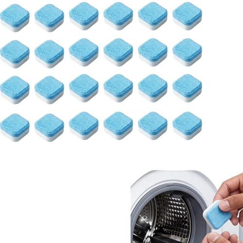 Pastillas Limpiadoras para Lavadora 24 Unidades, Limpiador Lavadora para Eliminar Olores, Residuos y Depósitos, Pastillas Limpieza Lavadora para Tambor y Conductos, Mantenimiento Lavadora