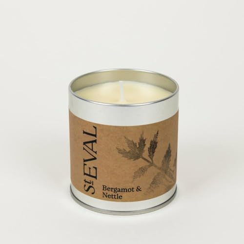 St Eval Bergamot & Nettle Scented Tin Candle, Up to 45 Hours Burn Time | Lively, Zesty and Warm for a Sunny Disposition | Illustrated by Cornish Artists | Made in Cornwall | B Corp Certified