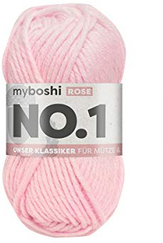 myboshi No.1 Wolle zum Häkeln und Stricken, Schnellstrickgarn, langlebige Mützenwolle, Strickwolle, Häkelwolle, mulesing-frei, 50g, Ll 55m Rosa (Rose) 1 Knäuel