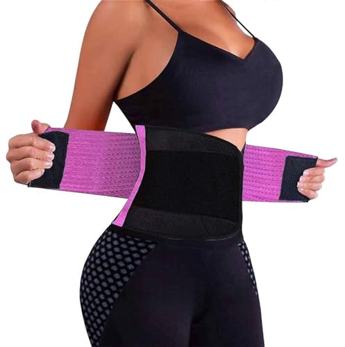 VENUZOR Waist Trainer Belt for Women - Waist Cincher Trimmer - Slimming Body Shaper Belt - Sport Girdle Belt (UP Graded)(Purple,Small)