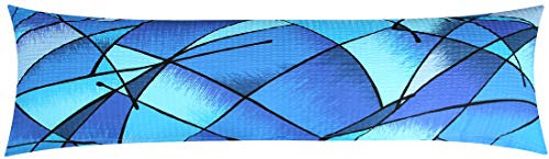 Heubergshop Seersucker Seitenschläferkissen Bezug 40x145cm - Blaue Streifen - Wildes Muster - 100% Baumwolle, Stillkissenbezug (SB-183/2-S)