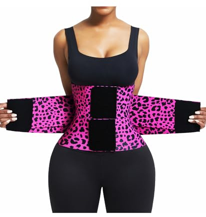 FeelinGirl Workout Waist Trainer Cincher Corset Shaper Tummy Slimmer Plus Size for Women Rose Leopard S
