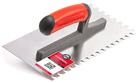 COMENSAL® Tandslev 8 mm – professionell murslev i rostfritt stål – tandspatel för att lägga kakel – ergonomiskt handtag – Tillverkad i EU – 280 x 130 mm