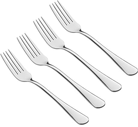 Tala Performance Stainless Steel Forks, Premium 4 Piece Cutlery Set with Mirror Polish Finish, Durable, Dishwasher Safe, Ideal for Everyday Dining & Special Occasions, Metallic Silver